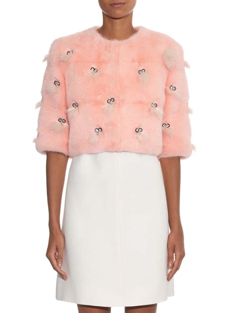 fendi coat with pink trim|fendi shearling jacket.